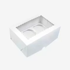 Коробка на 4 капкейка с фигурным окном белая 