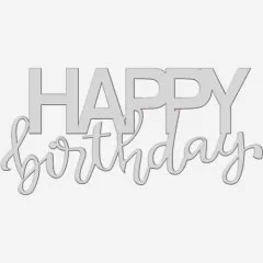Топпер декоративный акриловый "Happy birthday" Серебро 9х5 см ТСК415