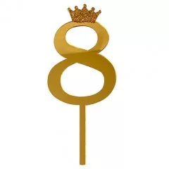 Топпер декоративный акриловый "Цифра 8" Золото 