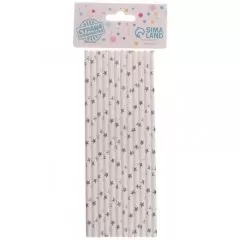 Бумажные трубочки "Серебряные звёзды" 12 шт 1498617